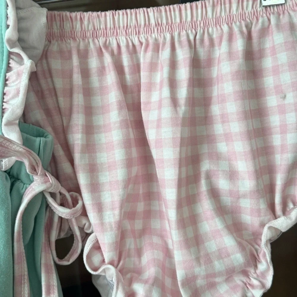 Bunnies French Knot set gingham bows peter rabbit Easter dress toddler shorts